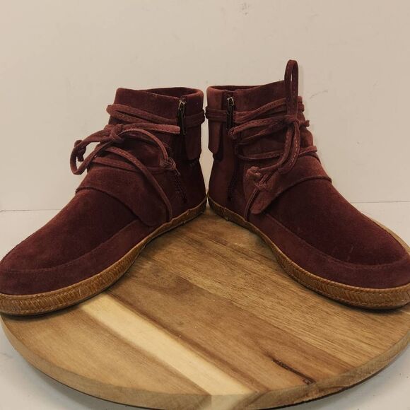 UGG Reid Moccasin Bootie Burgandy Ankle Boots Women's Size 8.5 - Picture 9 of 12